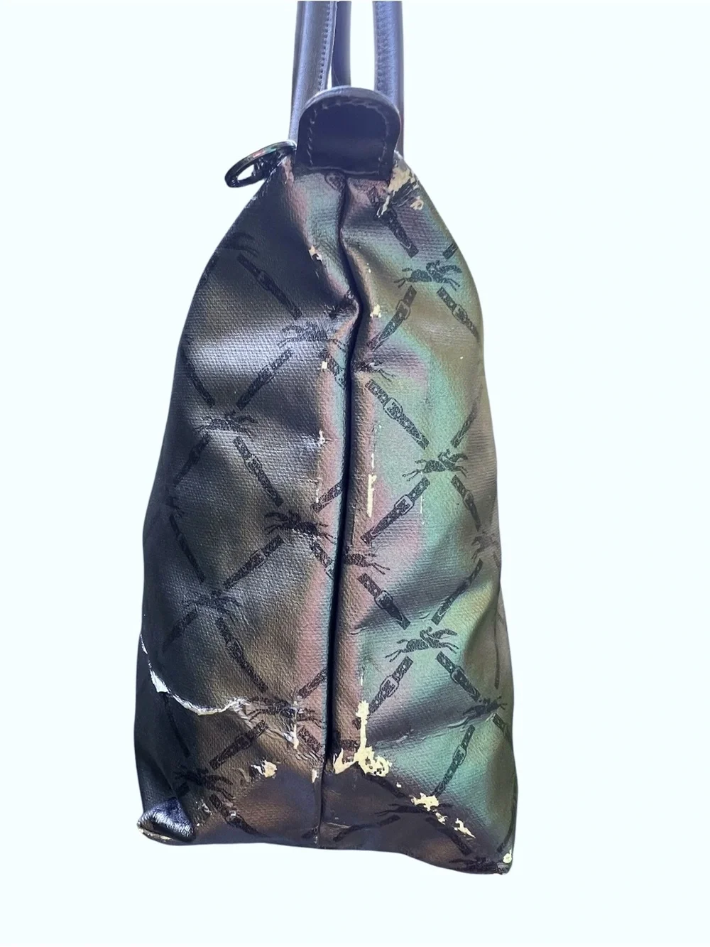 Longchamp Metallic Le Pliage Tote - Limited Edition Distressed